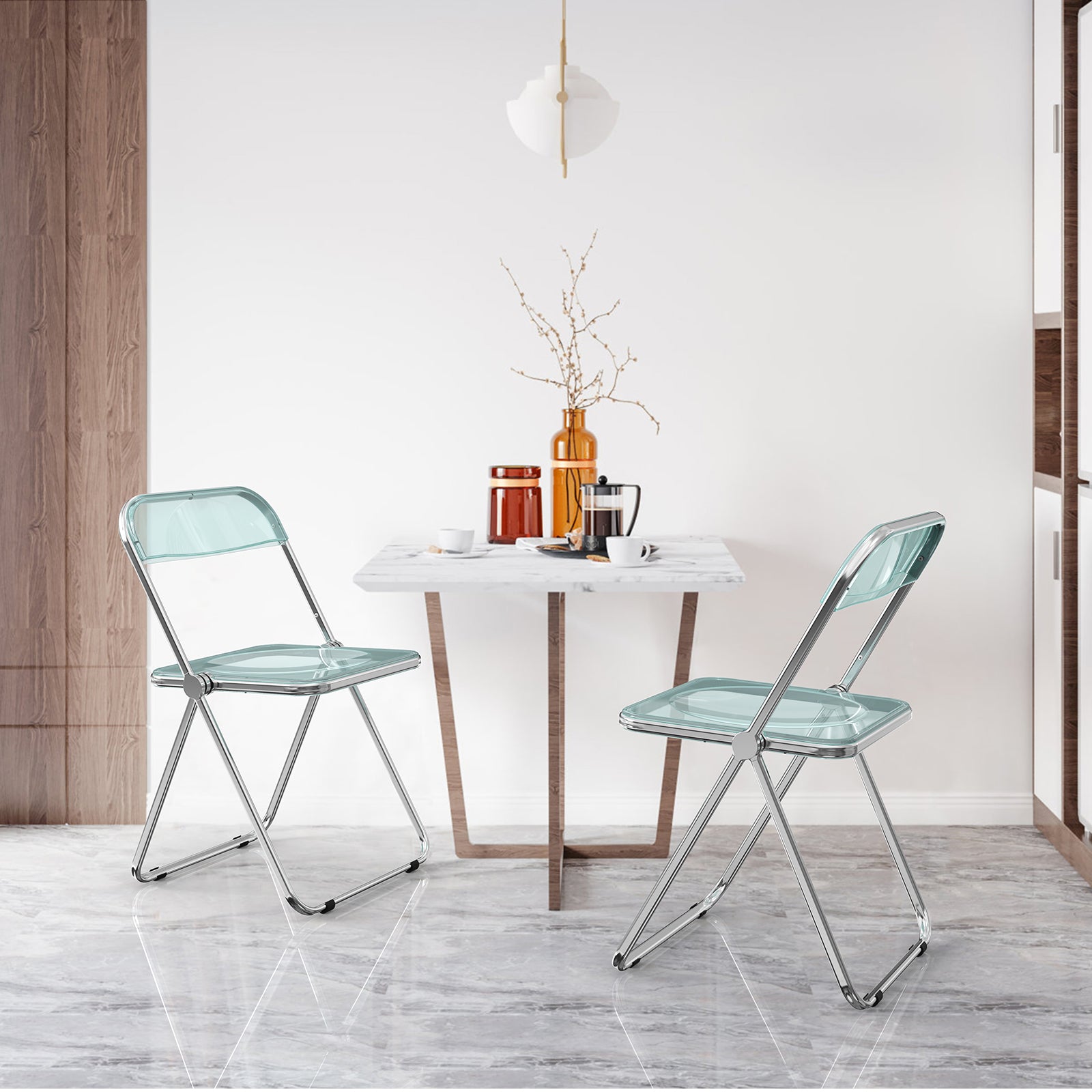2pcs Foldable Patio Plastic Folding Chairs